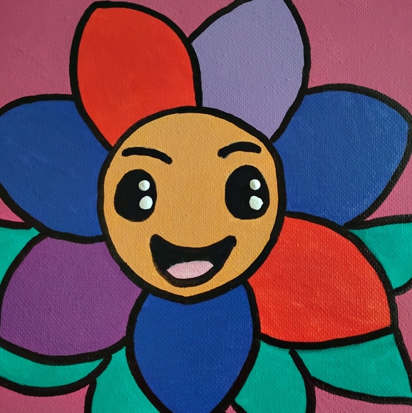 Flower painting on canvas colorful home decoe 8x10 inches - Picture 2 of 3
